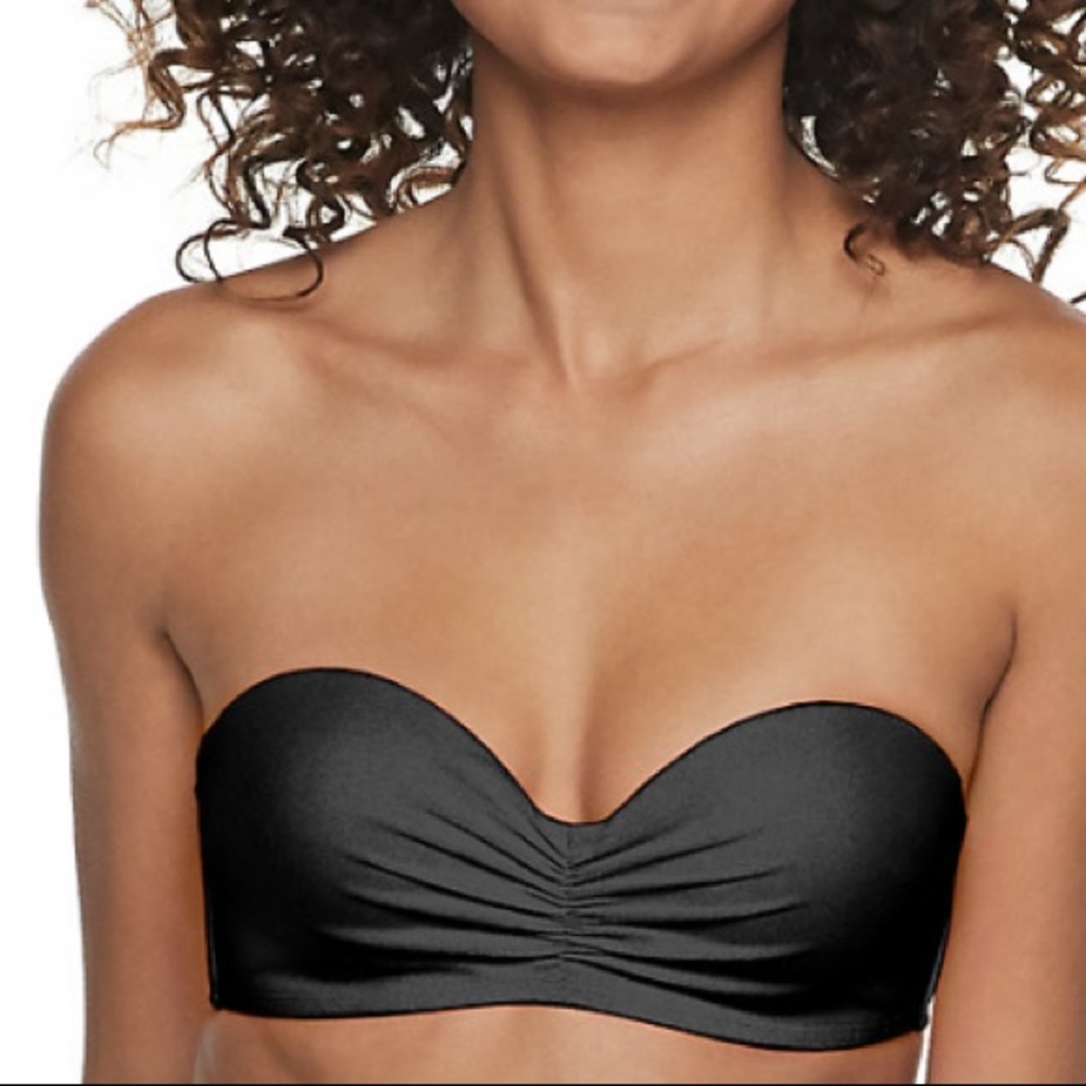 🖤Breaking Waves Strapless‎ Black Swim Top🖤